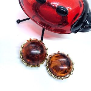 Vintage, Coro, Faux Amber, gold clip-on earring